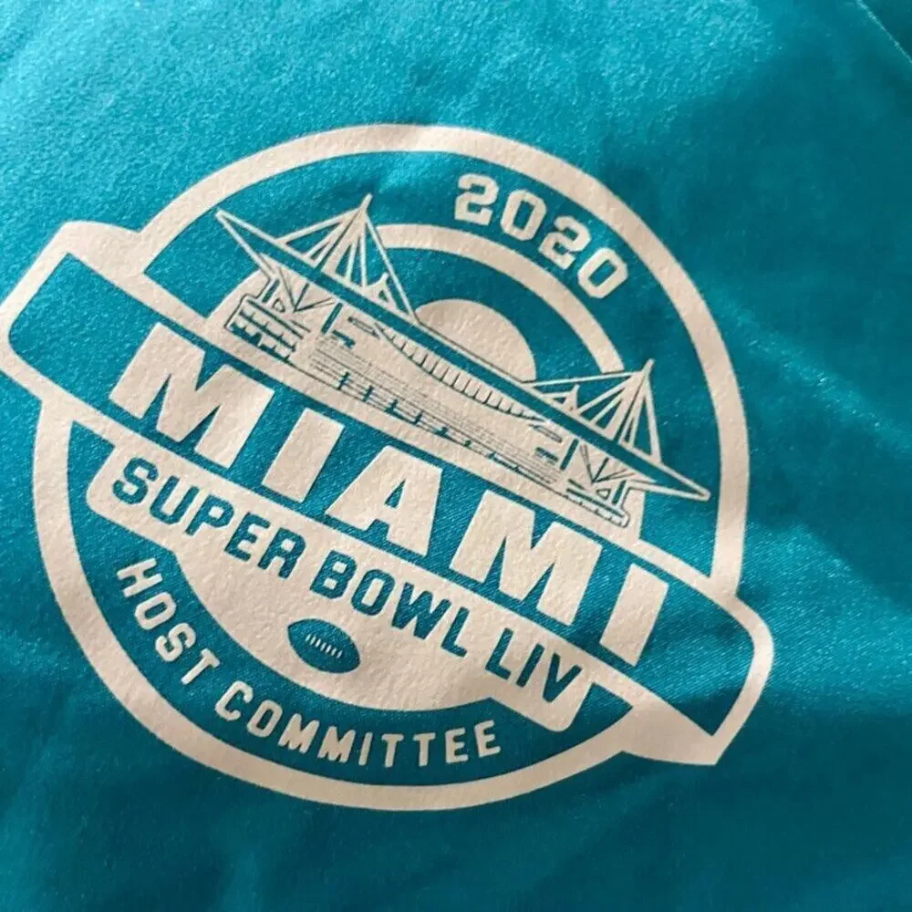PERRY ELLIS WINDBREAKER JACKET ZIP OFF HOOD MIAMI SUPER BOWL LIV‎ 2020 TEAL SZ M